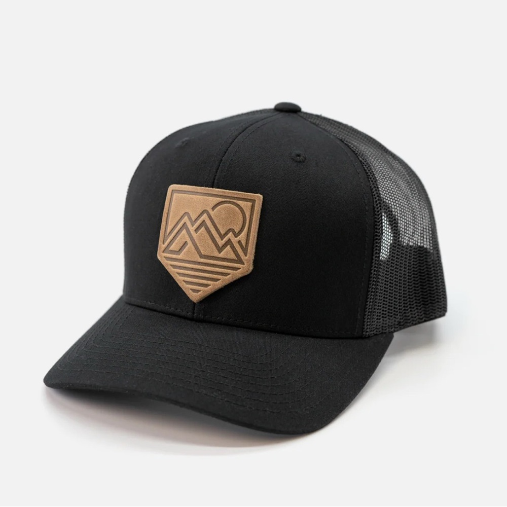 Yupoong Black Trucker Hat with Mountain Patch